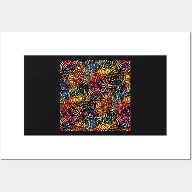 Rainbow Dotted Floral Batik Pattern Wall Art by KirstenStar 